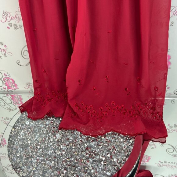 Belage one piece pants suit jumper vintage Elegant Red Long Sleeve Jumpsuit - Picture 6 of 15